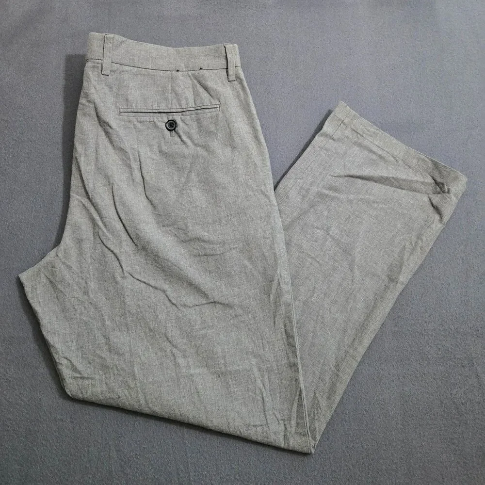 J. Crew Men 35X32 (36X29) Bedford Chambray Gray Flat Front Dress Pants